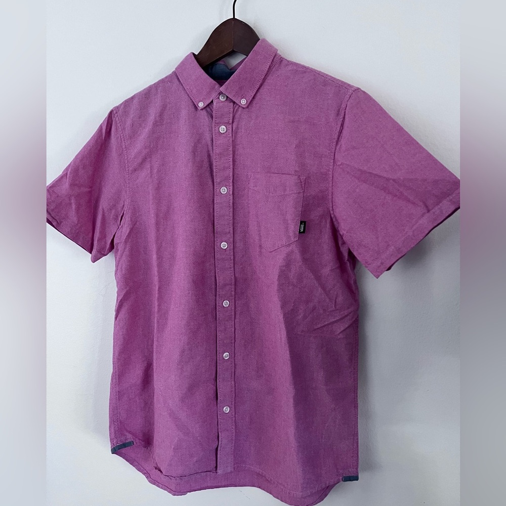 Vans Shirt Classic Fit Short Sleeve Button Down 100% Cotton Chambray Men’s Small - Picture 2 of 5